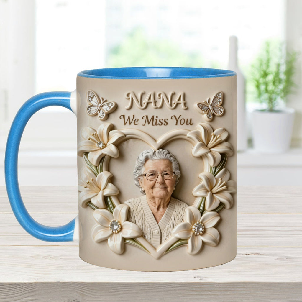 Custom Mug From Any Photo, Birth Flower, Flower Custom, Gift For Her/ Mother/ Grandma... - Personalized Grandma Accent Mug