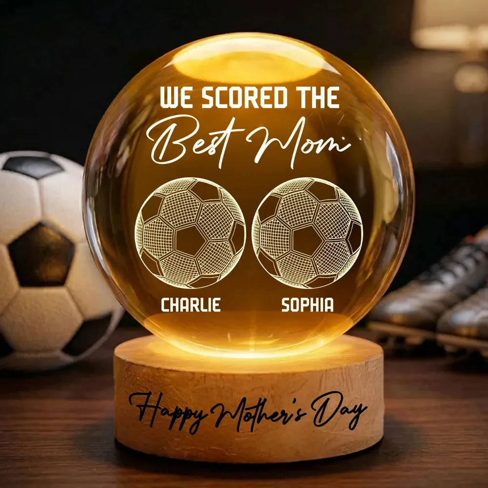 Globe Lamp Soccer Mom Gift with Warm Light and Personalized Look for Desk or Nightstand Unique Creative Gift