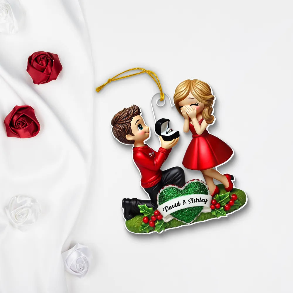 Engagement Proposal Ornament – Personalized Acrylic Ornament,  Custom Couple Keepsake