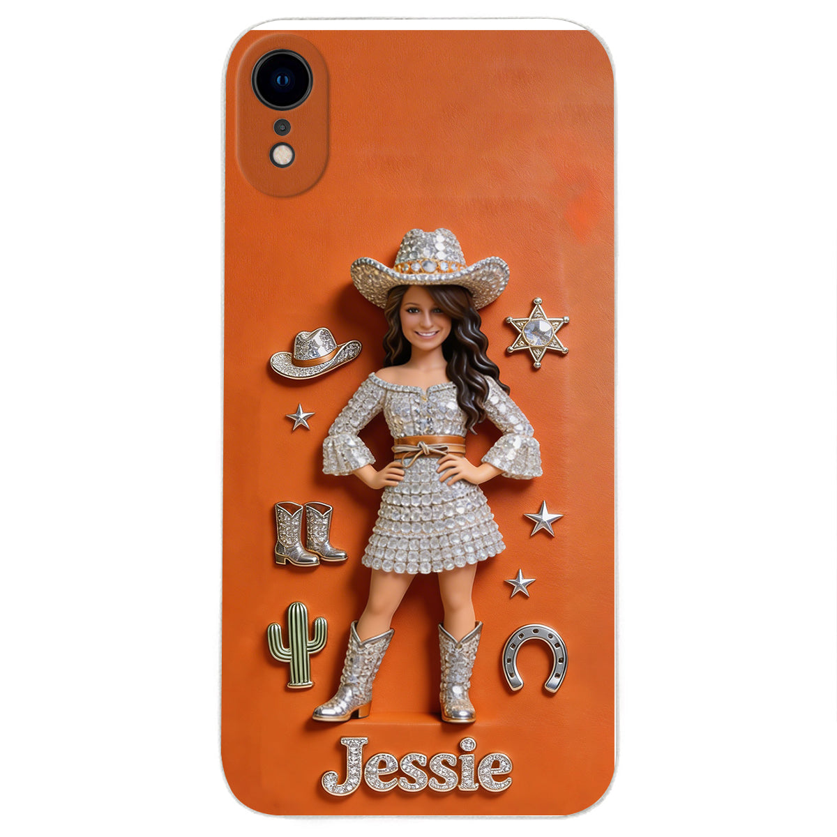 Cowgirl Spirit - Personalized Cowgirl 3D Embossed Leather Phone Case