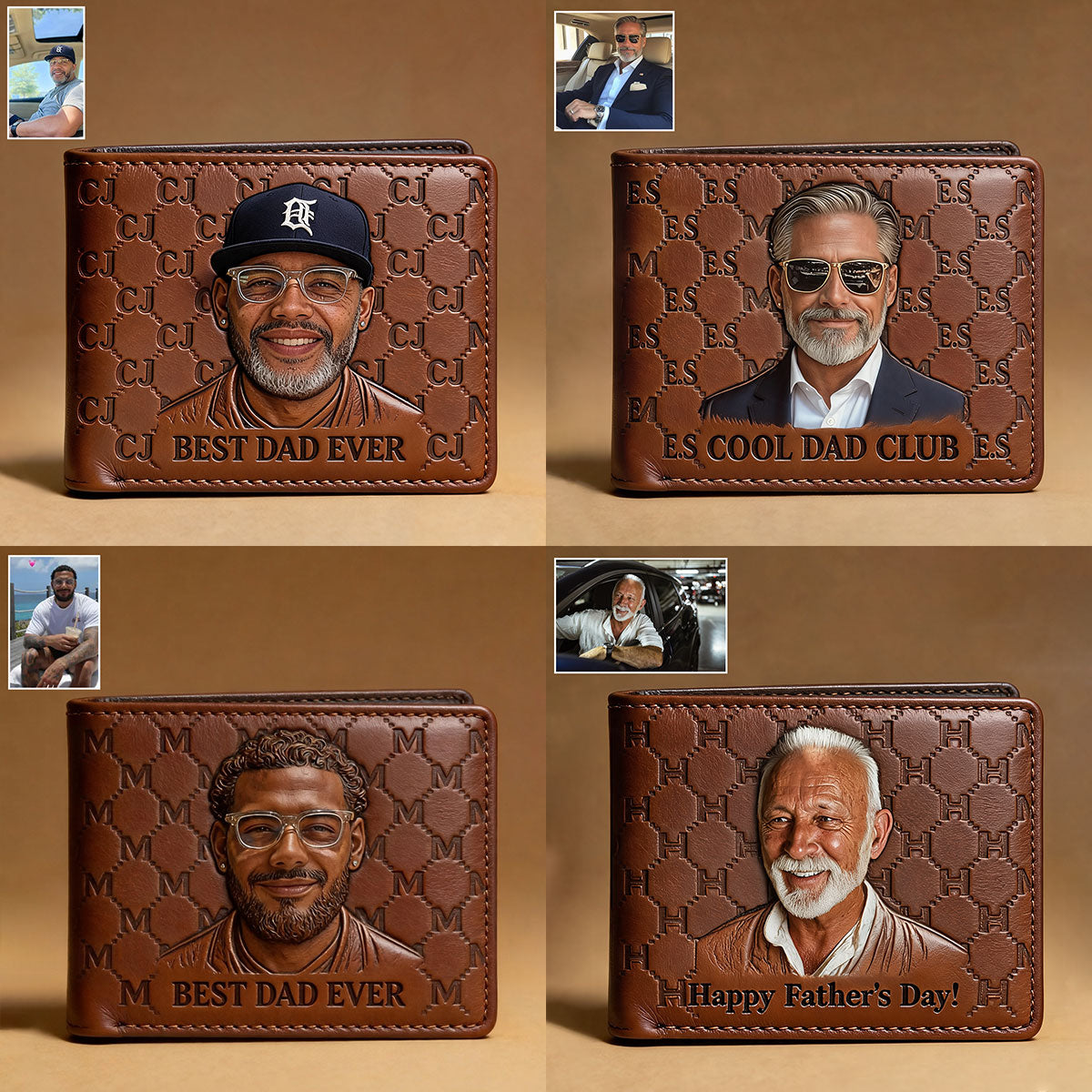 Custom Initial Monogram Gift For Father - Personalized Father Leather Wallet