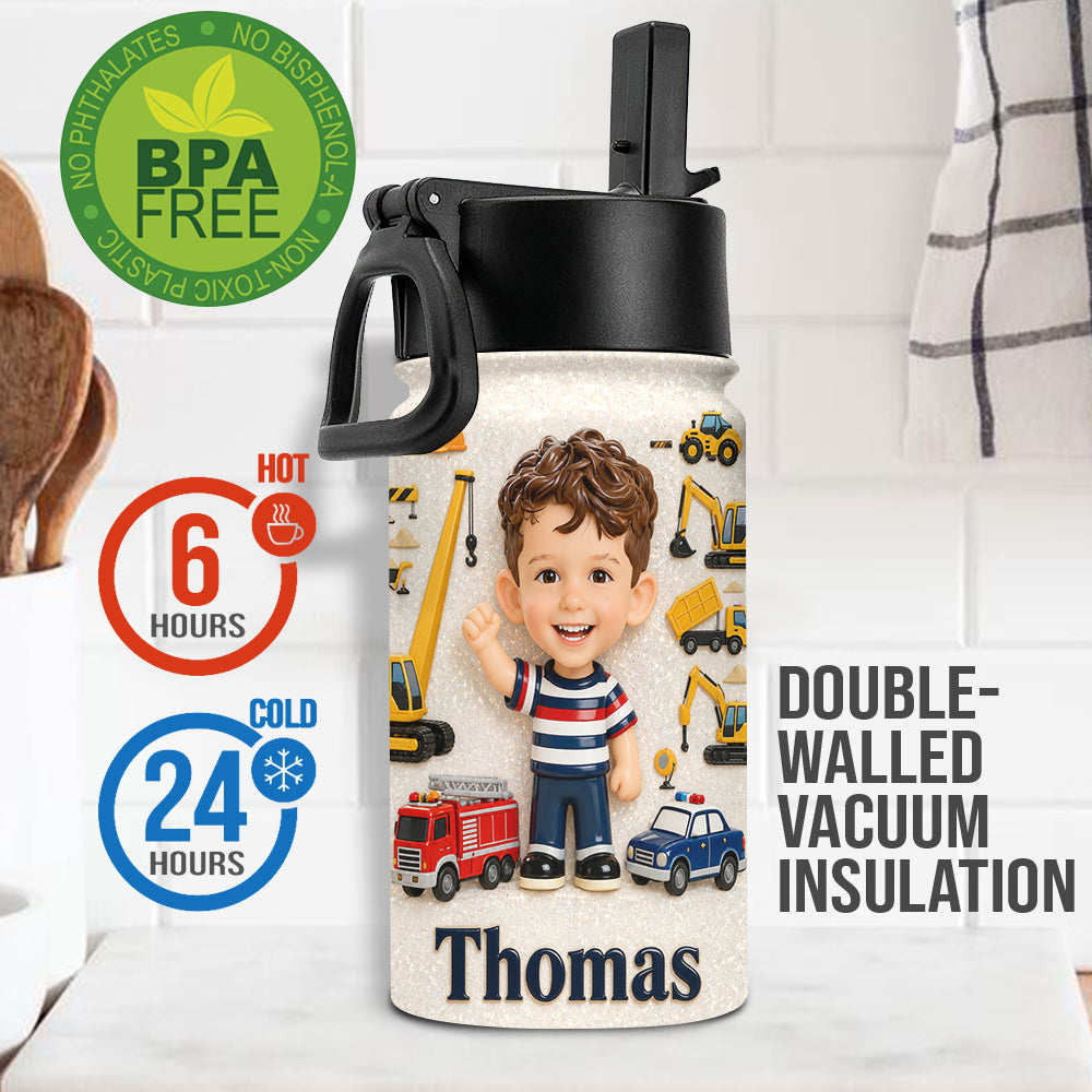 Custom Any Photo - Personalized Kid Kid Bottle With Plush Charm