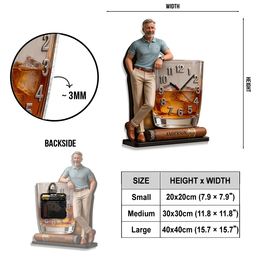 Custom Any Photo Whiskey & Cigar - Personalized Whisky Acrylic Wall Clock