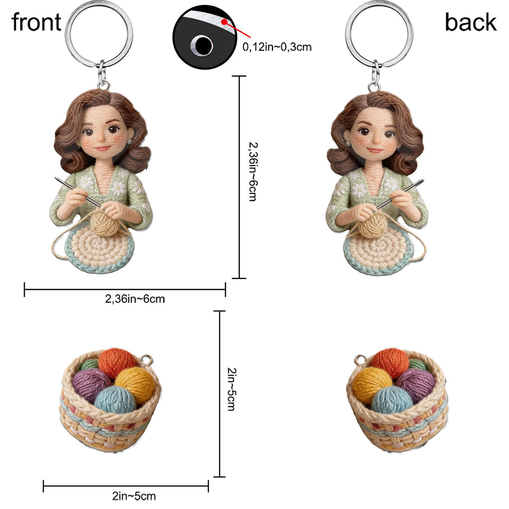 Custom Any Photo - Personalized Crocheting Premium Keychain With Charms