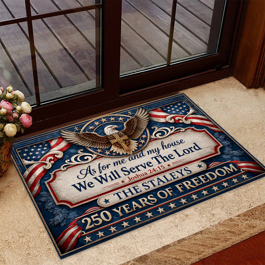 As For Me And My House We Will Serve The Lord - Personalized Doormat
