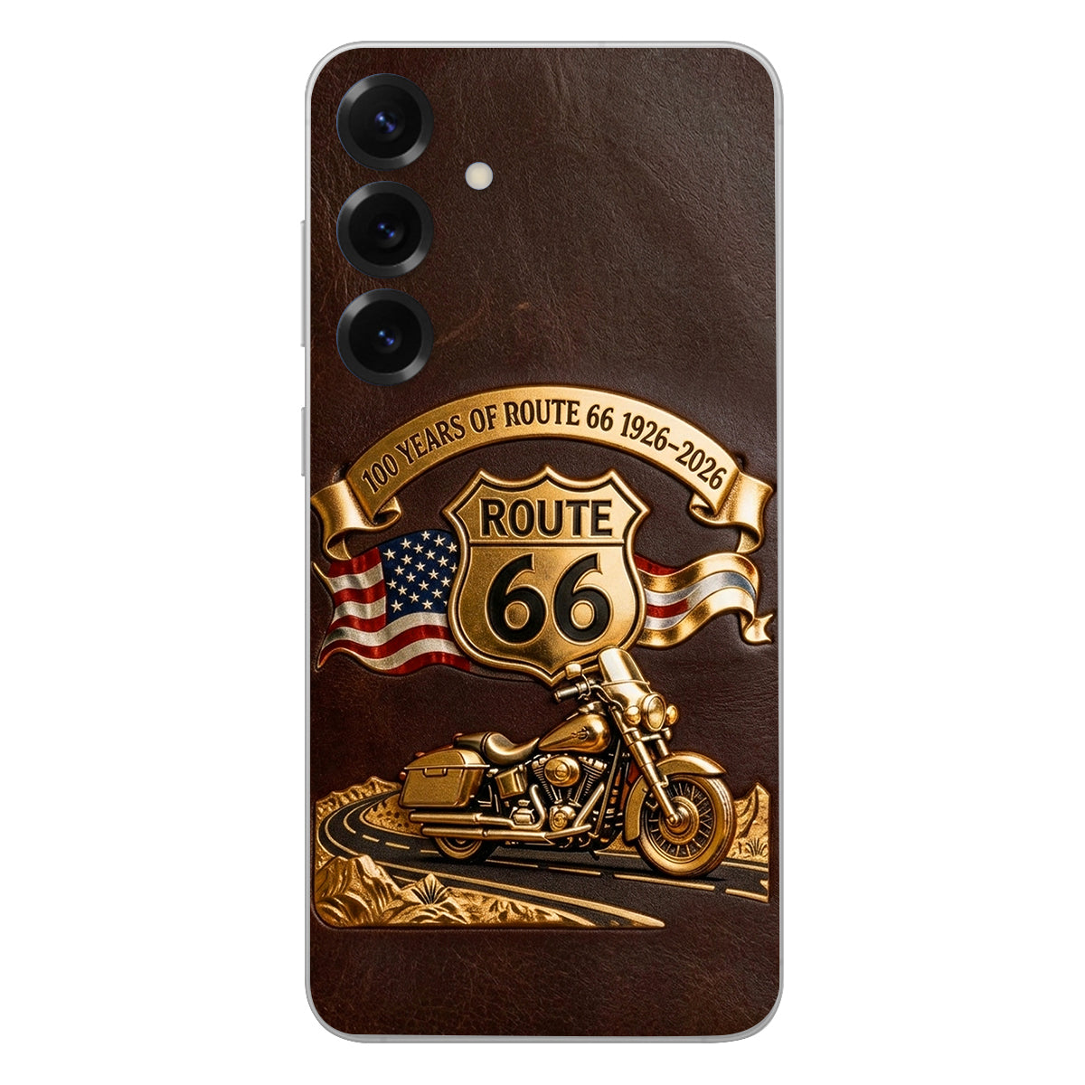 100 Years Of Route Personalized Gifts For Bikers - Personalized Biker 3D Embossed Leather Phone Case