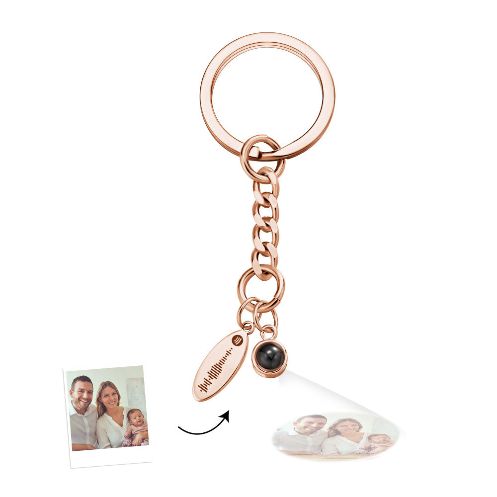 Custom Photo Music Code Projection Mini Keychain - gift for anyone, who lost a loved one - Personalized Keychain