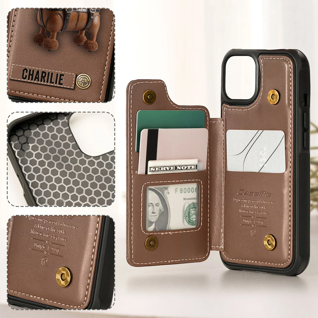Cute Poodle - Personalized Dog Wallet Phone Case