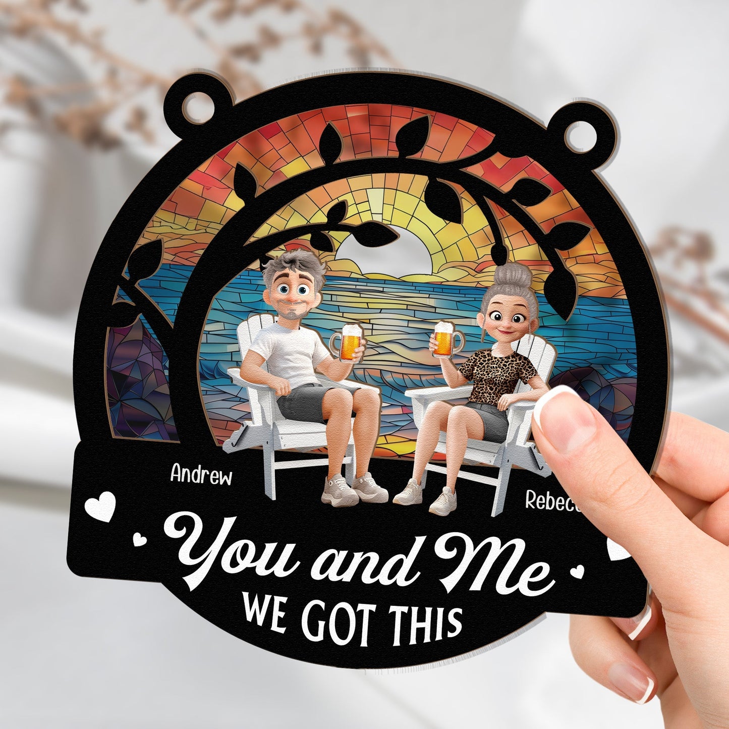 You and Me We Got This – Personalized Wood and Acrylic Layered Ornament for Couples