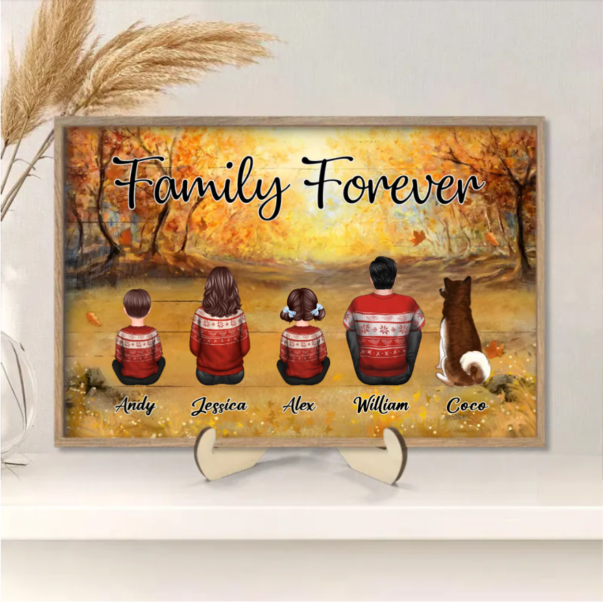 Beach Landscape Family Sitting Back View - Personalized Keychain or Poster or Plaque or Car Hanger or Pillow or Wallet or Wallet Card or Cap or Cup- Ideal Gift for Loved Ones
