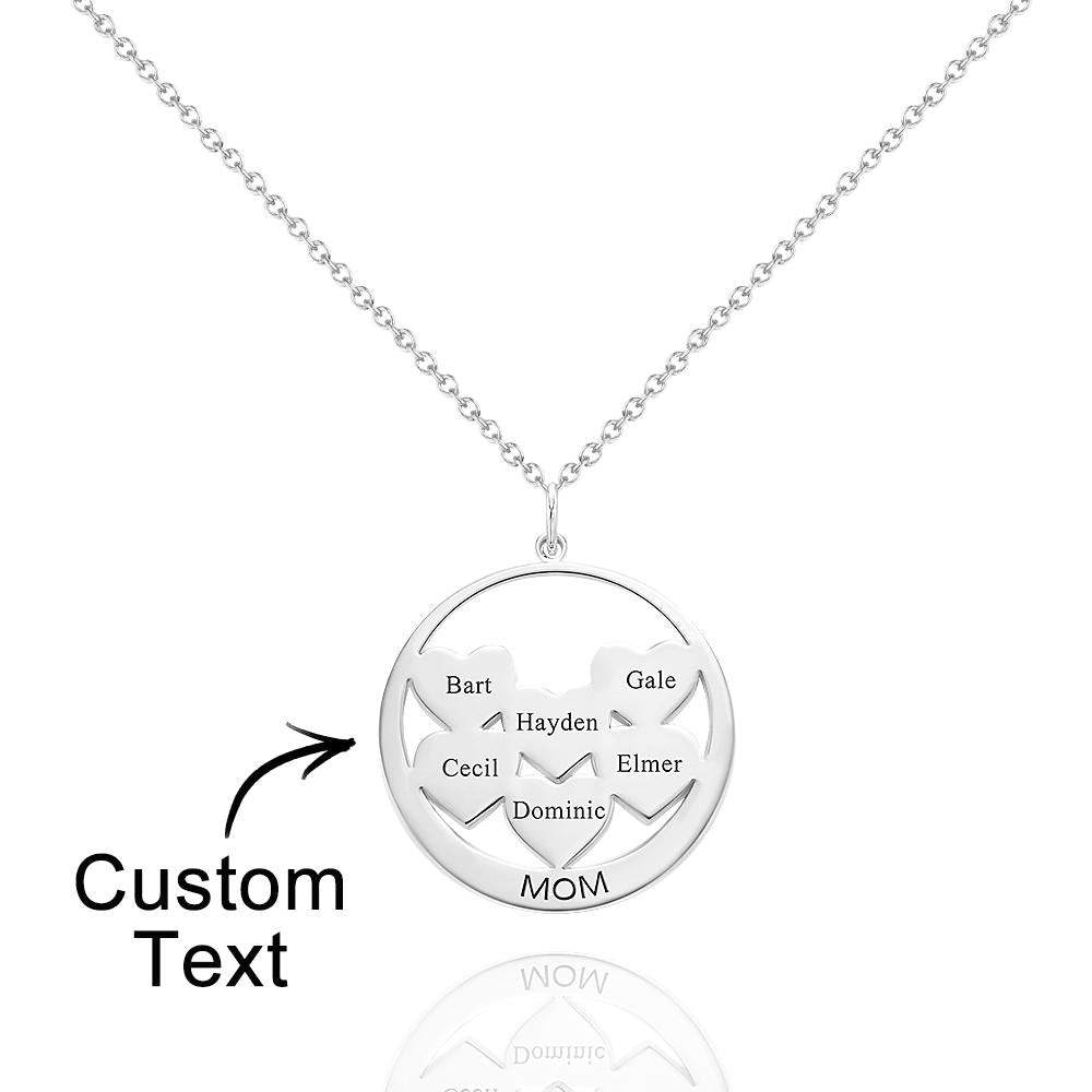 Custom Engraved Circle Hearts Necklace Charm - Personalized Necklace