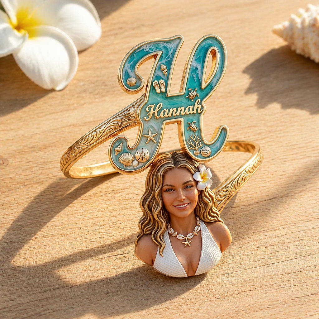 Beach Trip Accessories - Personalized Sea Lover Shaped Cuff Bracelet