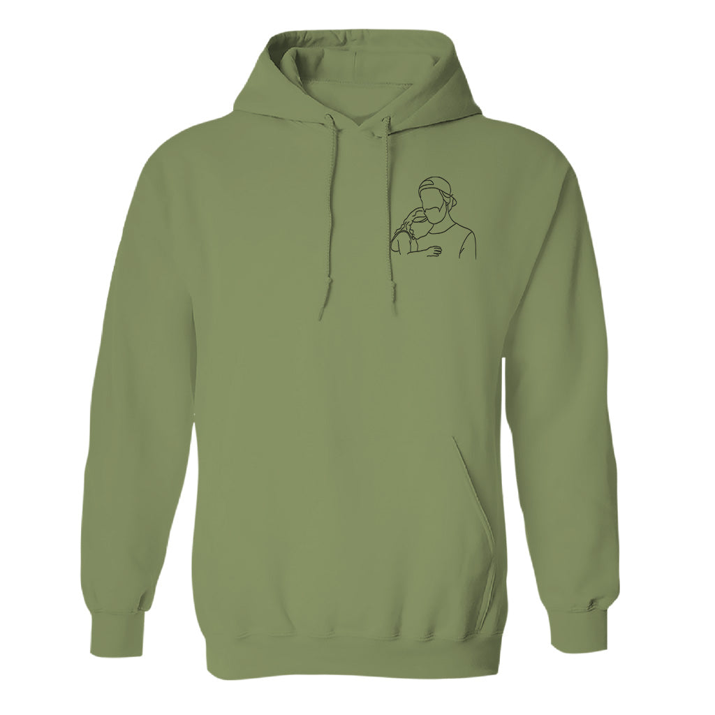 Custom Line Art - Personalized Step Dad Embroidered Hoodie