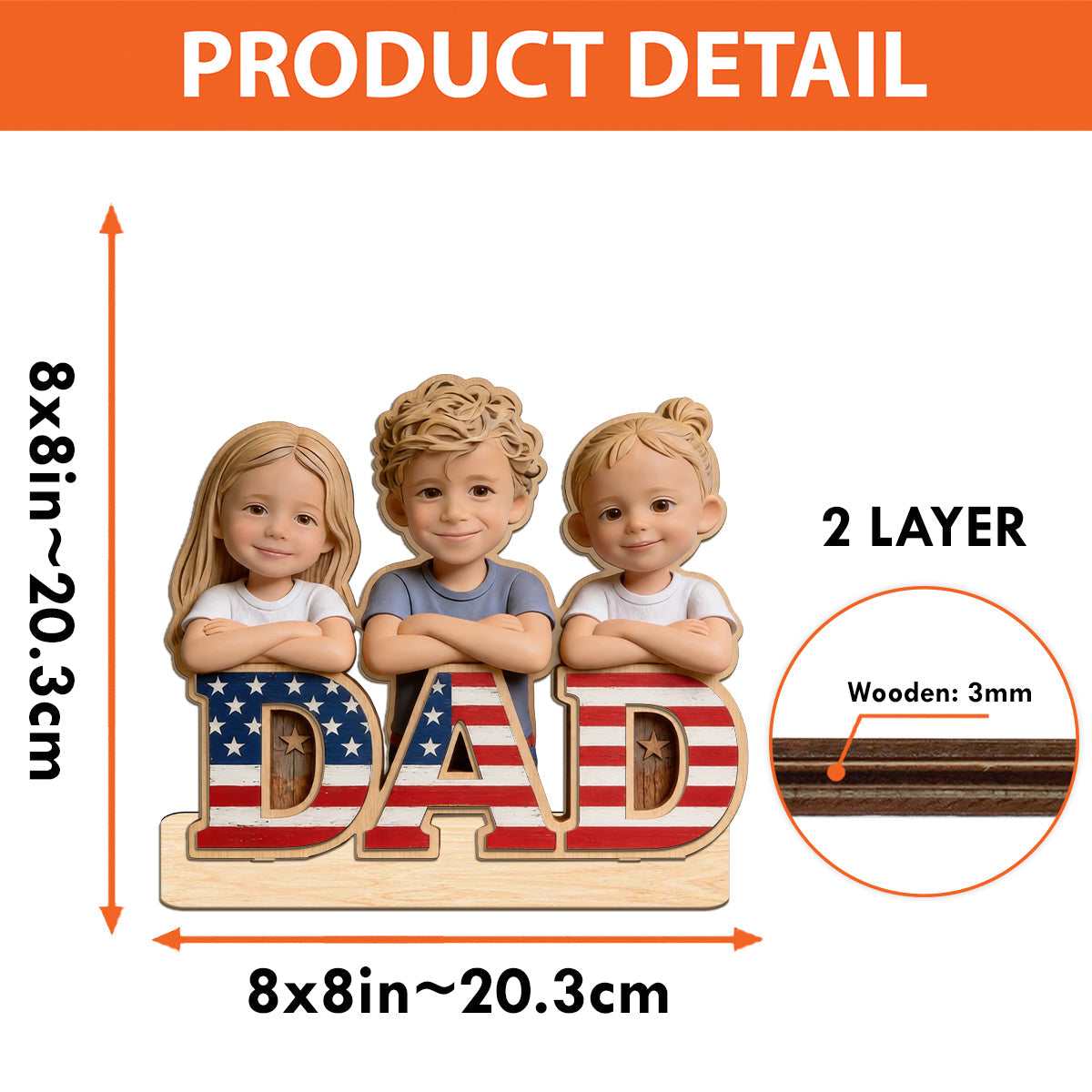 Father's Day Gift - Personalized Father 2 Layered Big Freestanding