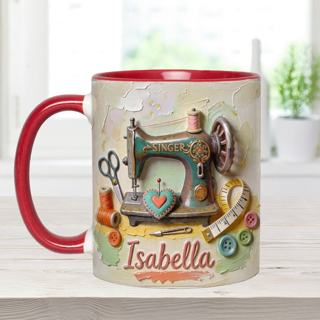Just a Girl Who Loves Sewing - Personalized Sewing Accent Mug & Coaster
