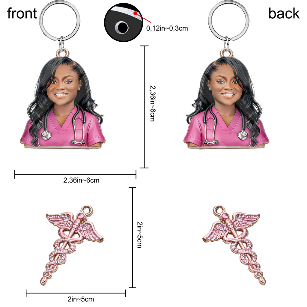 Custom Any Photo - Personalized Nurse Premium Keychain With Charms