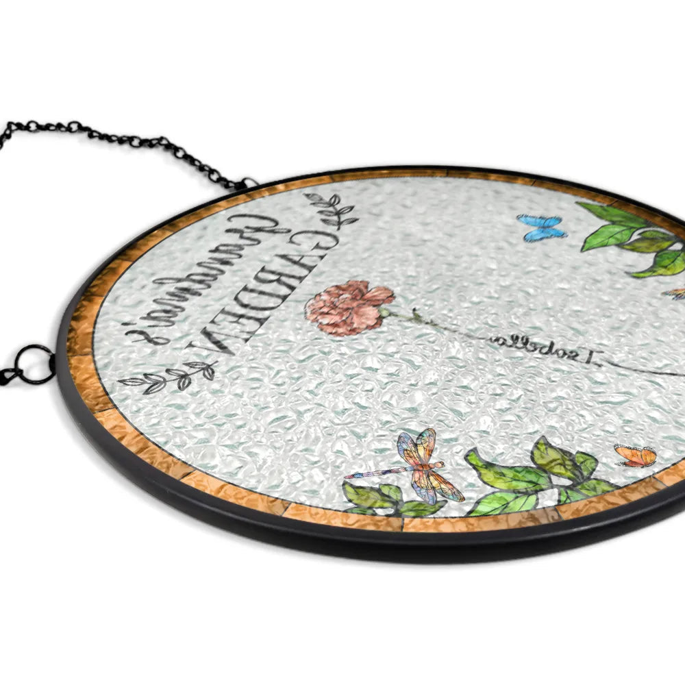 Custom Grandma’s Garden Suncatcher Ornament – Personalized Floral Gift with Family Names – Thoughtful Gift for Grandmother, Birthday & Mother’s Day