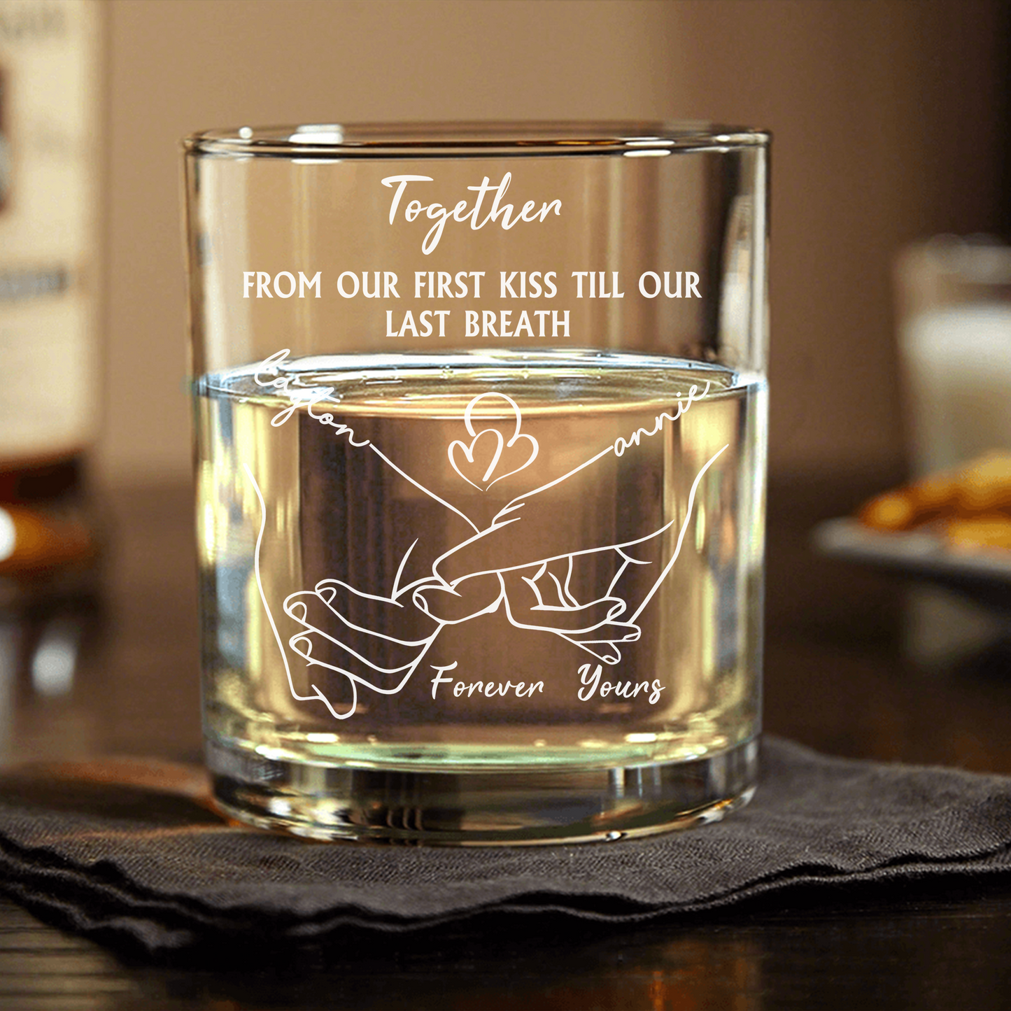 Personalized Romantic Whiskey Glasses, Upload Photo Custom Couple Gift with Photo & Love Quote