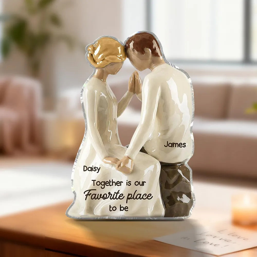Shaped Acrylic Block Plaque Romantic Couple Keepsake Together is Our Favorite Place to Be Creative Gift for Couple Home Accent