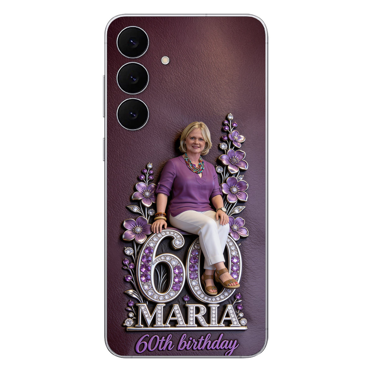 Custom Any Photo Perfect Gift For Mom, Grandma - Personalized Birthday 3D Embossed Leather Phone Case