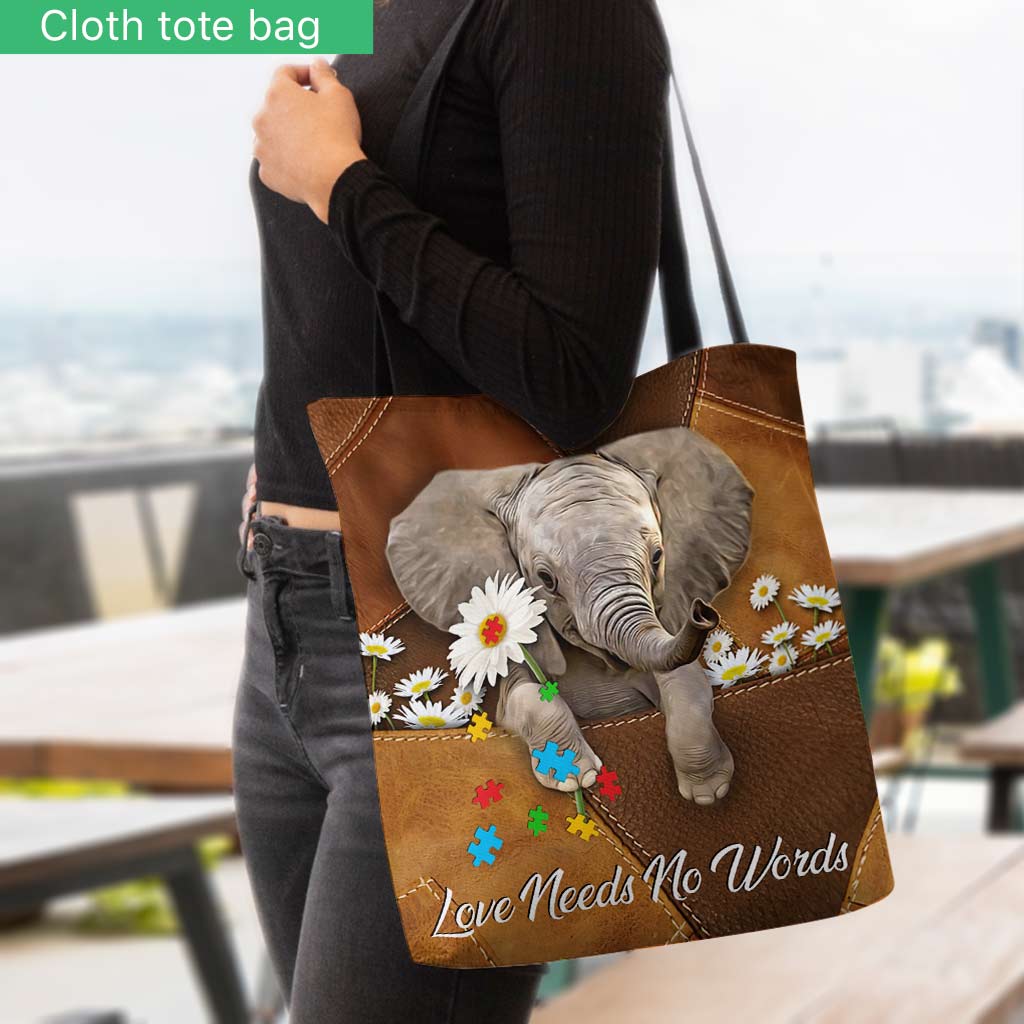 Autism Awareness : Love Needs No Words - Tote Bag 0921