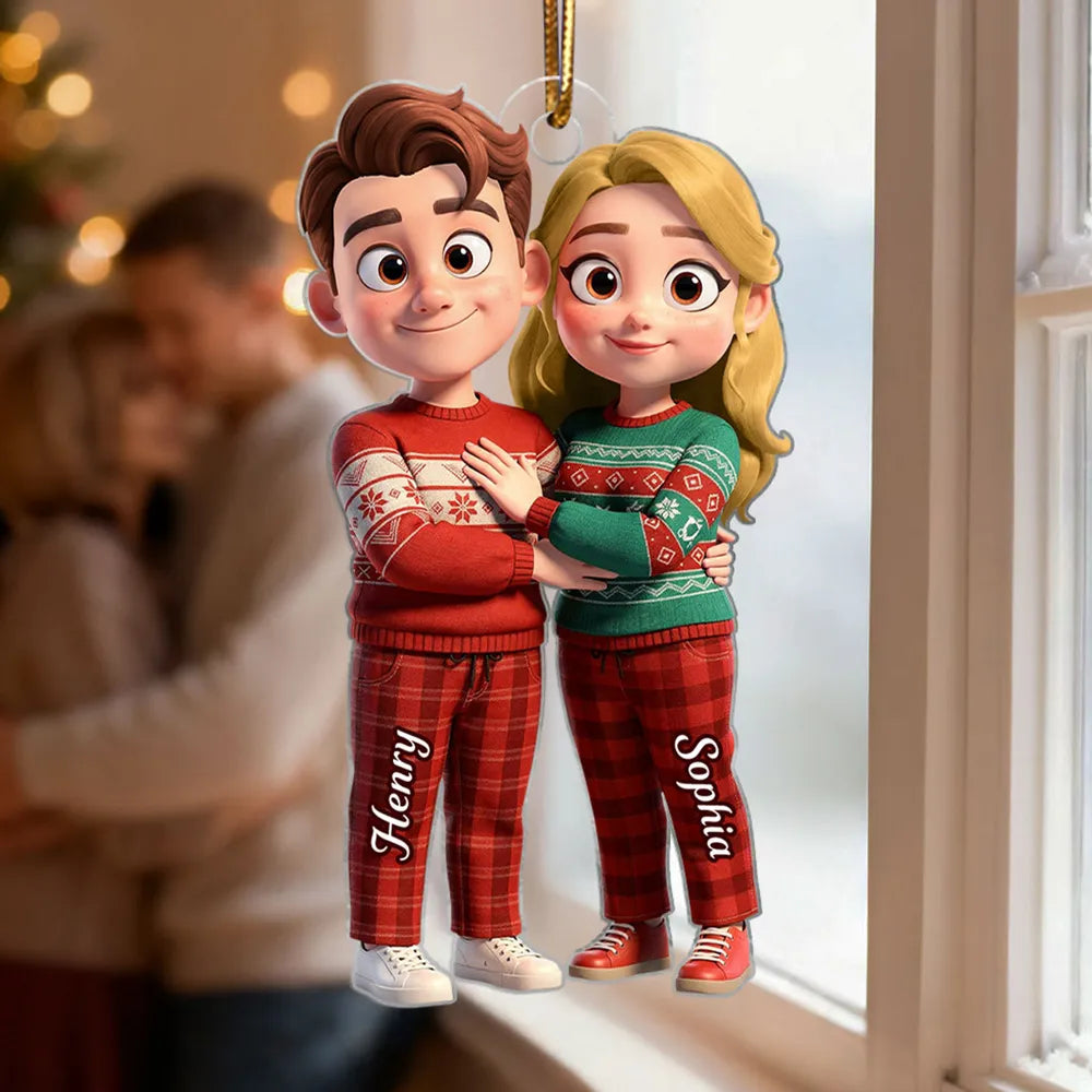 Cute Cartoon Couple Acrylic Ornament Personalized Keepsake for Couples Sweet Home Decor Gift for Wife or Husband