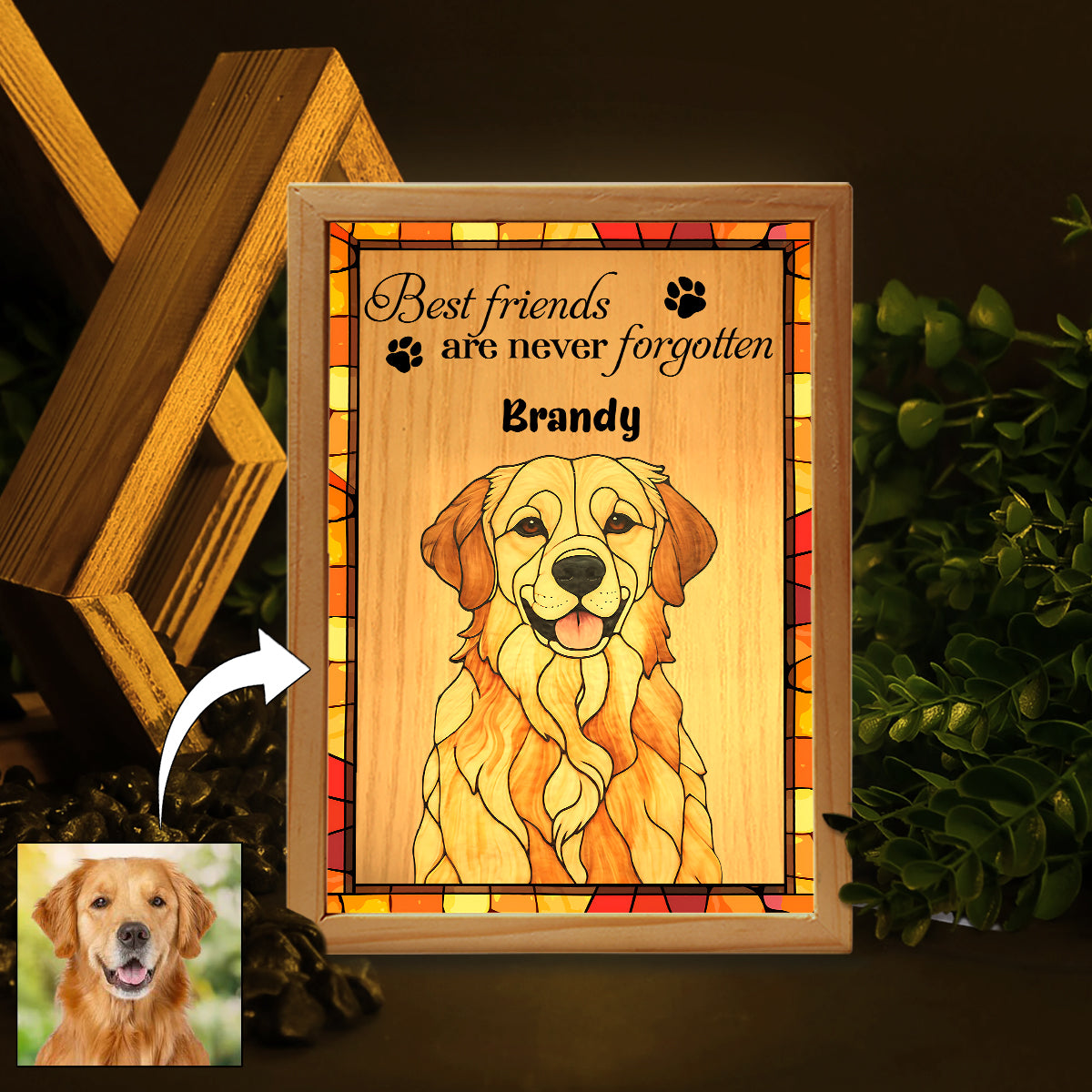 Best Friends Are Never Forgotten - Personalized Dog Picture Frame Light Box