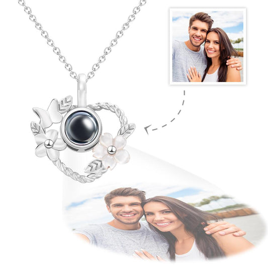 Heart-shaped Flowers Projection Charm - gift for who lost a loved one - Personalized Heart-shaped Flowers Projection Charm