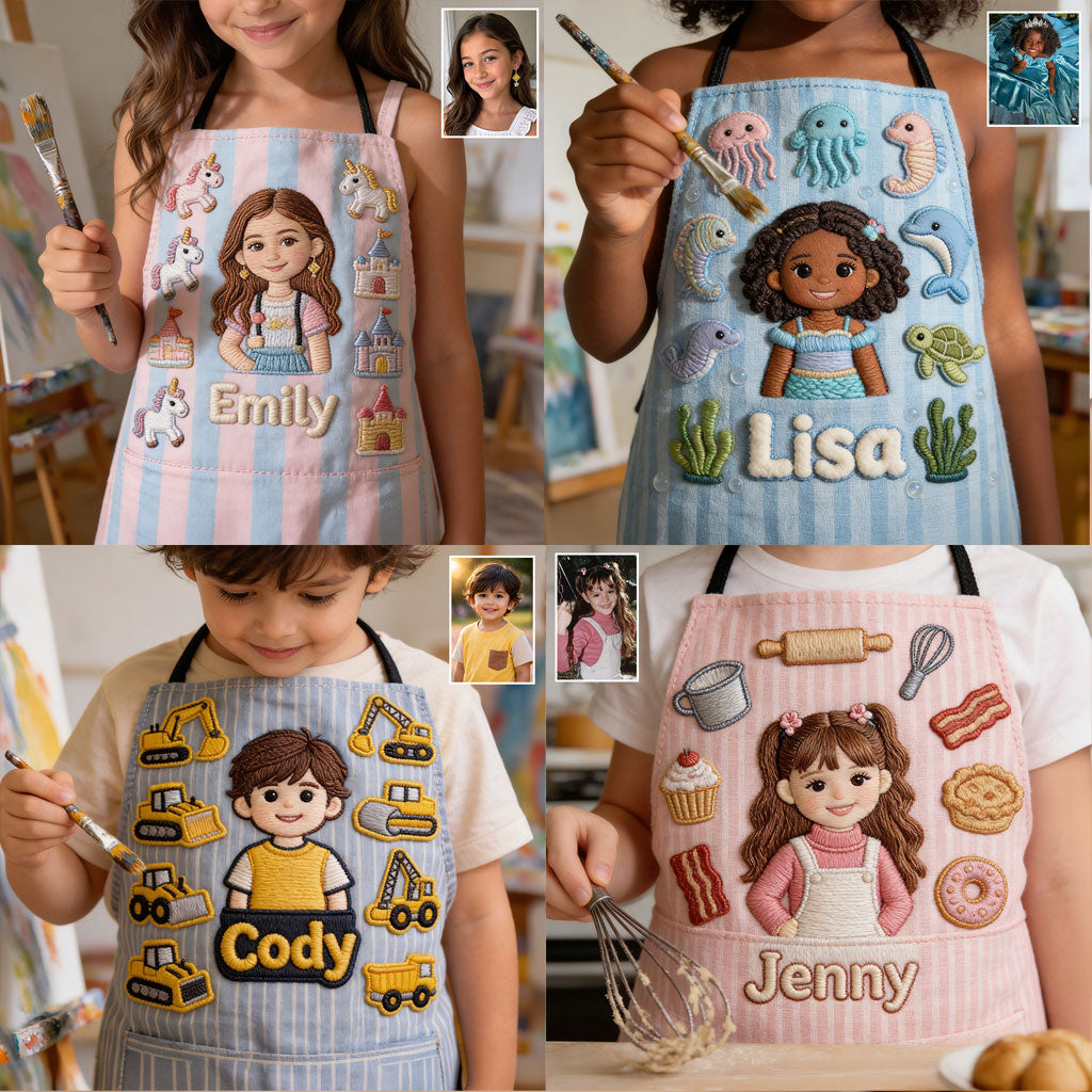 Custom Any Photo - Personalized Kid Apron With Pockets