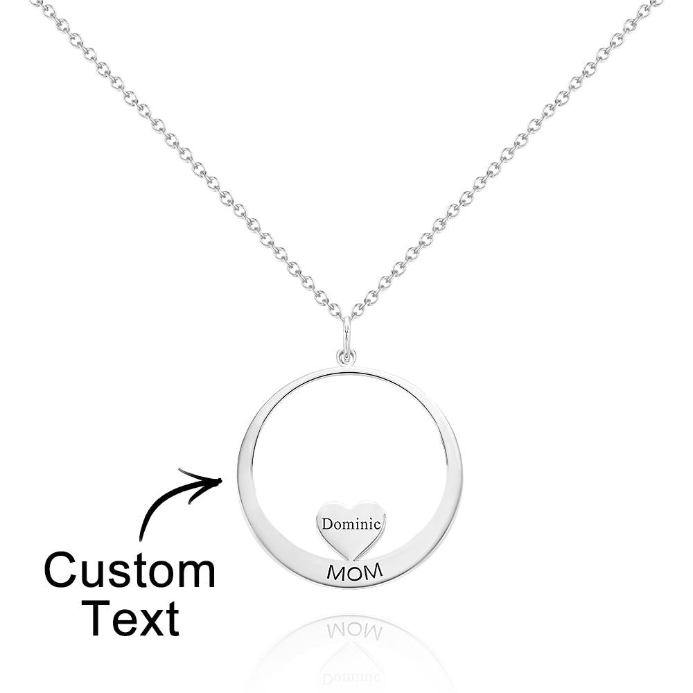 Custom Engraved Circle Hearts Necklace Charm - Personalized Necklace