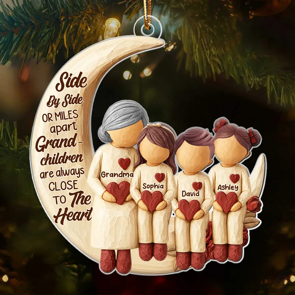 Acrylic Ornament with Grandma and Grandchild Moon Quote Heartwarming Personalized Keepsake for Long-Distance Family Unique Gift