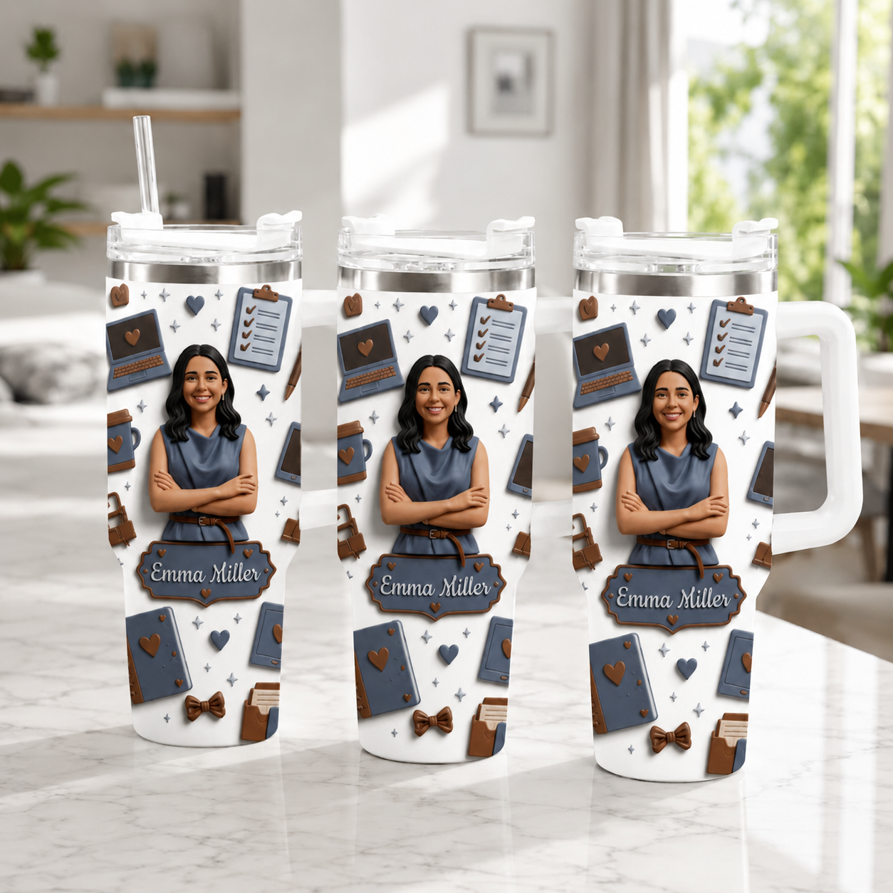 Any Photo Gift For Colleagues - Personalized Colleague Tumbler With Plush Charm