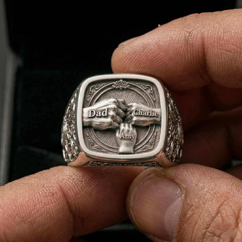 Best Dad Ever - Personalized Father Adjustable Shaped Ring