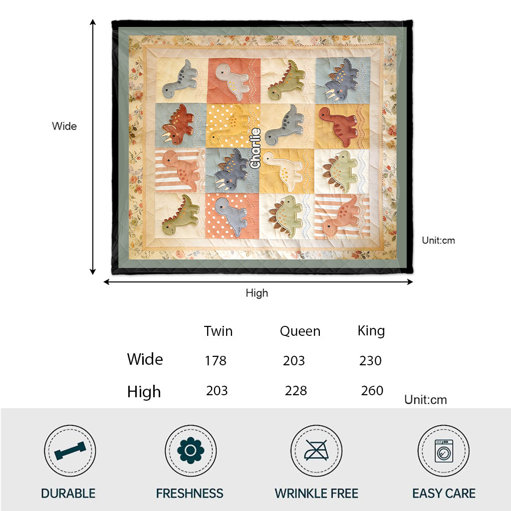 Adorable Dinosaurs - Personalized Kid Quilt