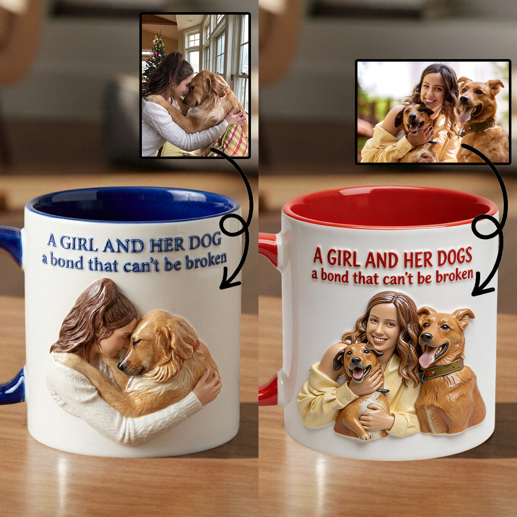 A Girl & Her Dogs Has Unbreakable Bond - Personalized Dog Accent Mug