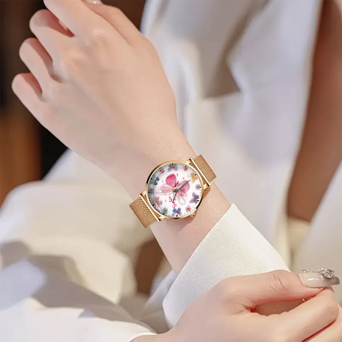Crystal Butterflies - Personalized Butterfly Women Hand Watch
