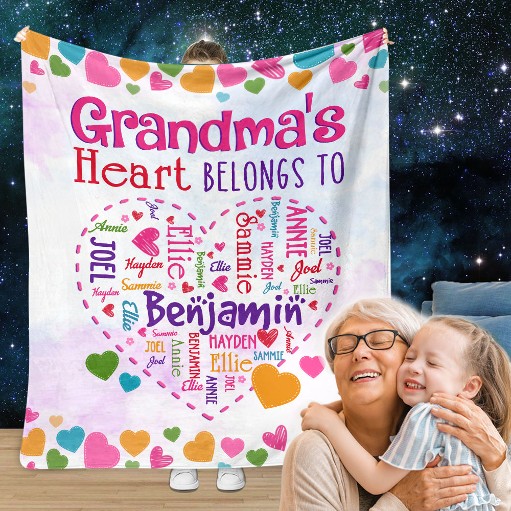 Grandma's Heart - Personalized Grandma Blanket