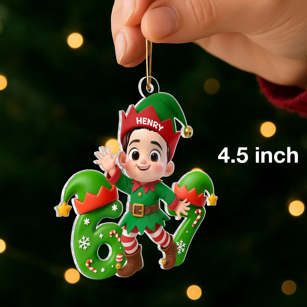 Personalized Christmas Elf Acrylic Ornament for Kids – Cute 6 7 Design, Festive Decor & Unique Holiday Gift
