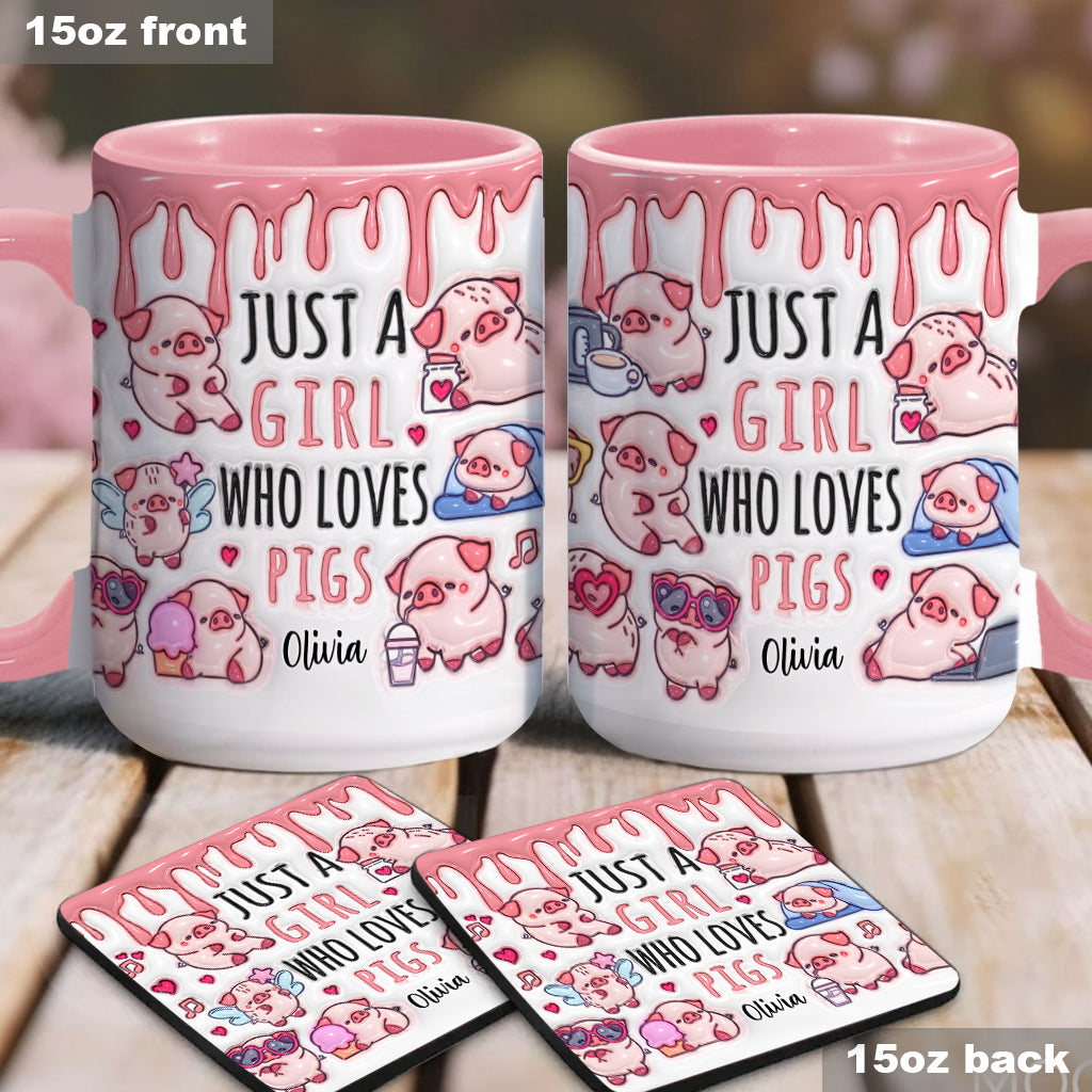 Just A Girl Who Loves Pigs - Personalized Pig Lover Accent Mug