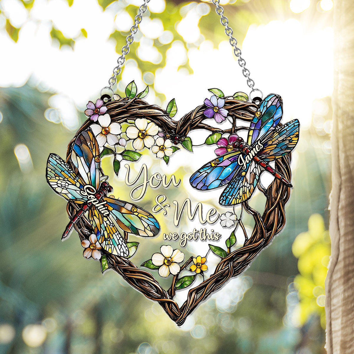 Dragonfly Couple - Personalized Dragonfly Window Hanging Suncatcher Ornament