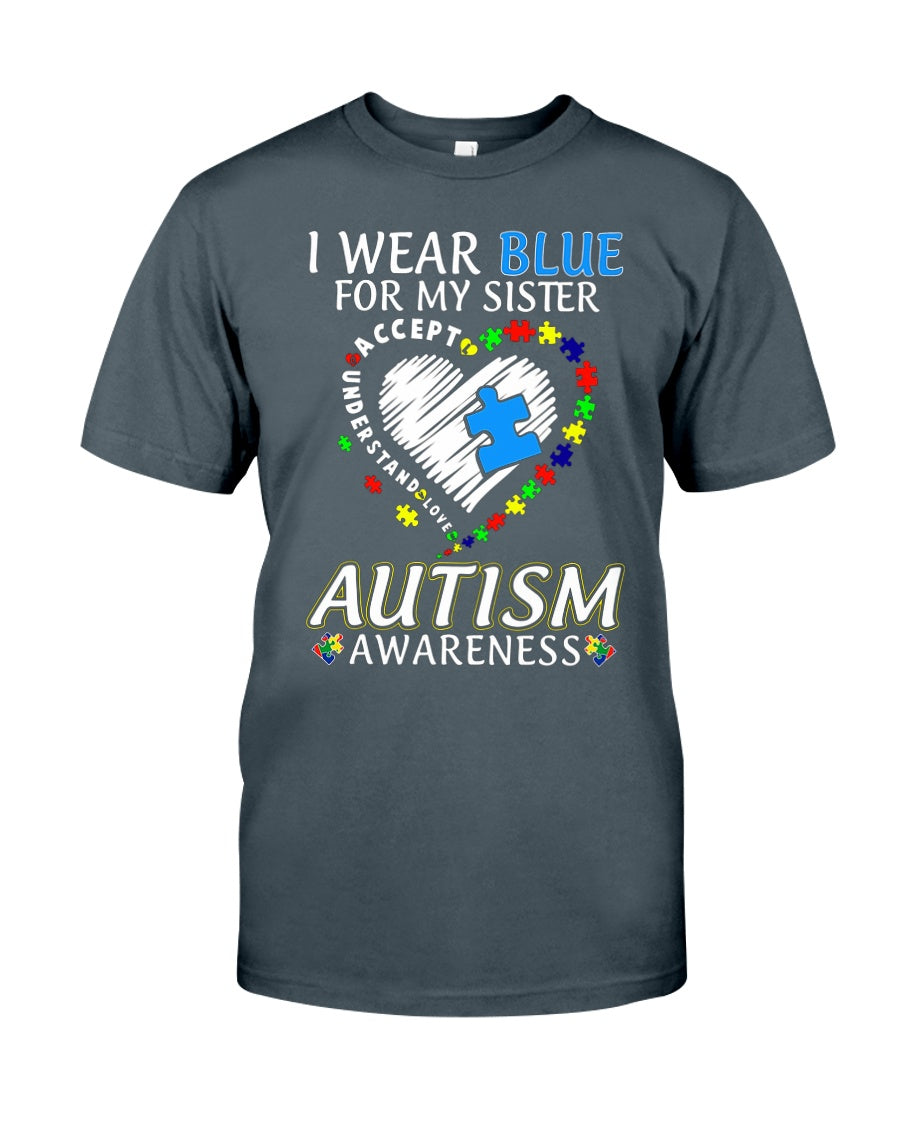 I Wear Blue For My Sister - Autism Awareness T-shirt and Hoodie 0921
