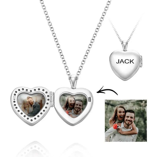 Heart Shaped Photo Locket Charm - Personalized Heart Shaped Photo Locket Necklace
