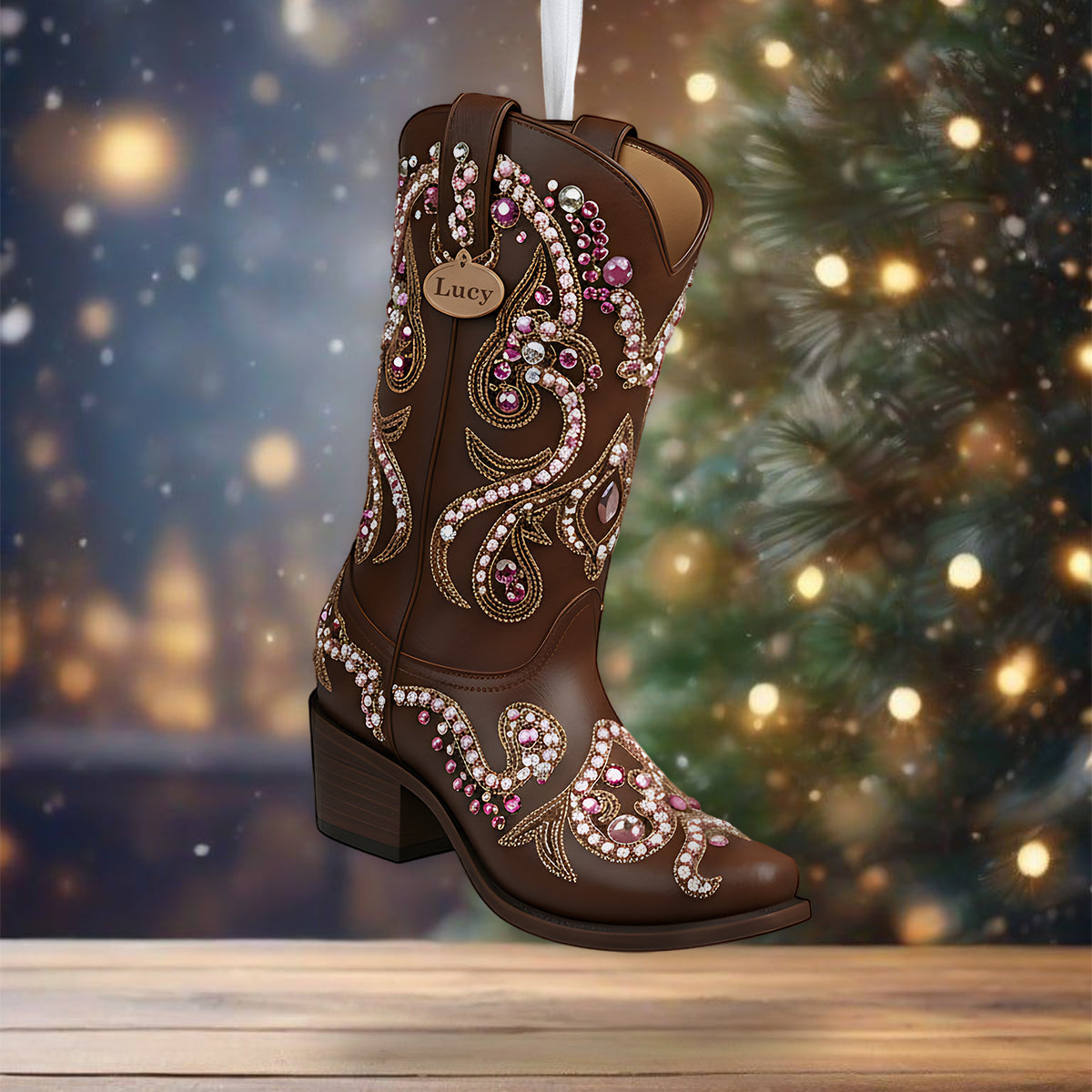 Howdy Chrismas - Personalized Cowgirl Shaped Christmas Stocking
