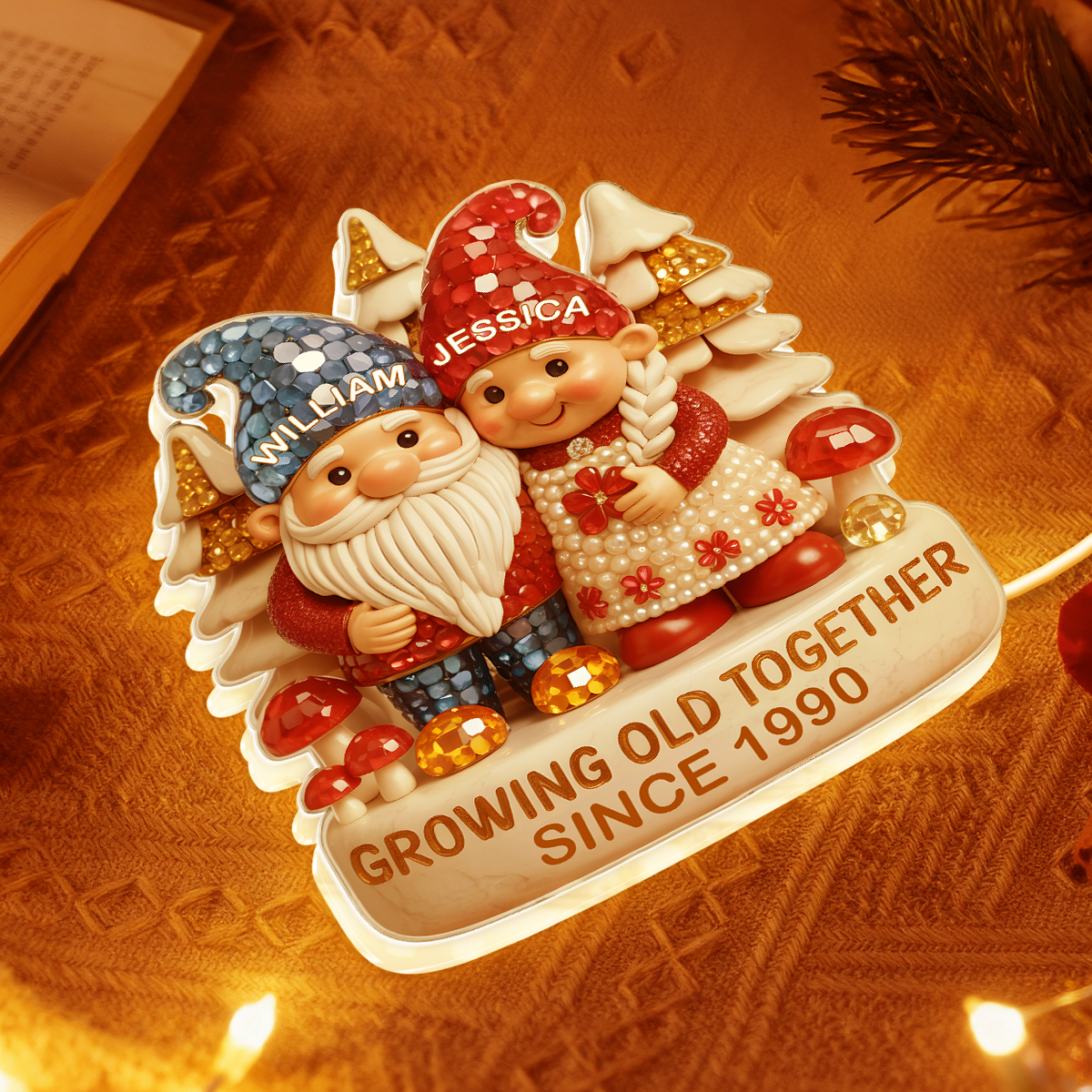 Growing Old Together Custom Acrylic Light Box, Cozy Winter Couple Scene, Soft Atmosphere Lighting Romantic Gift for Couples