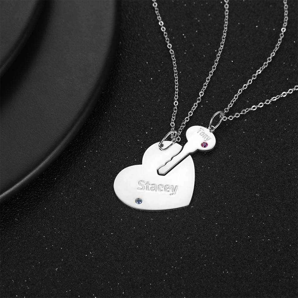 You Are My Key - Personalized Couple Engraved Name Couple Necklace