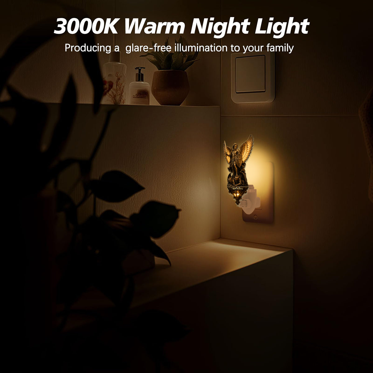 Archangel Michael, Guardian Of Light & Valor - Personalized Christian Plug-In Night Light