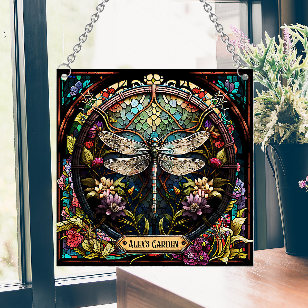 Beautiful Dragonfly - Personalized Gardening Window Hanging Suncatcher Ornament