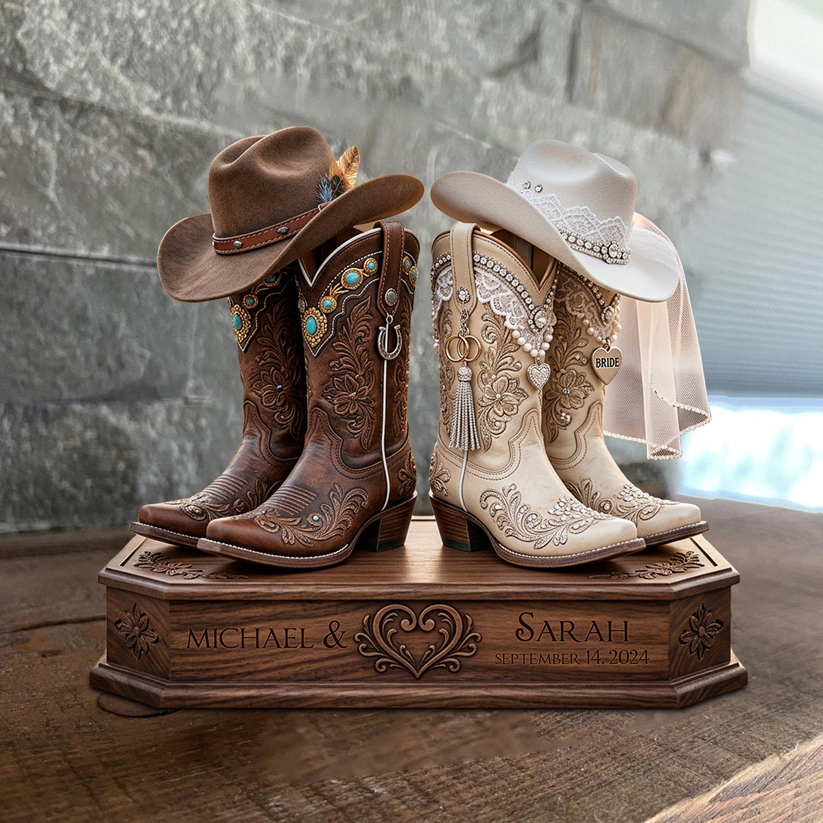 Couple Cowboy - Personalized Couple Custom Shaped Wood Plaque