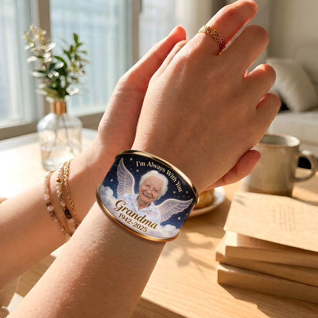 I'm Always With You - Personalized Memorial Shaped Cuff Bracelet