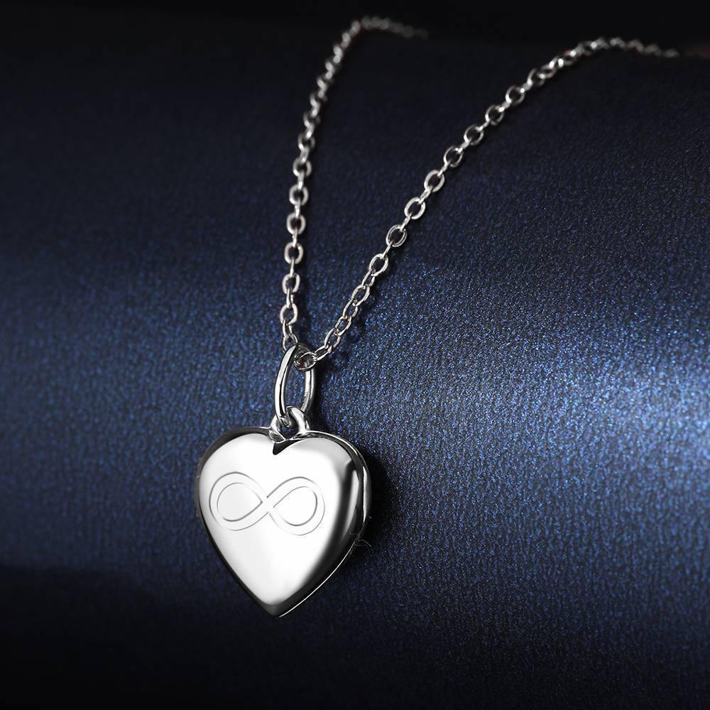 Infinity Love - Personalized Inifinity Heart Engraved Photo Necklace